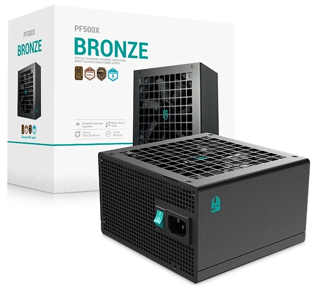 Блок питания Deepcool GAMERSTORM PF500X (ATX 2.52, 500W, PWM 120mm fan, Active PFC+DC to DC, 80+ BRONZE) RET (R-PF500X-HD0B-WGEU)