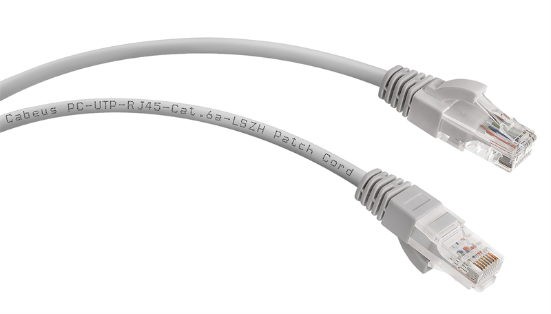 Патч-корд U/UTP, категория 6а (10G), 2xRJ45/8p8c, LSZH, 5м Cabeus PC-UTP-RJ45-Cat.6a-5m-LSZH Патч-корд U/UTP, категория 6а (10G), 2xRJ45/8p8c, неэкранированный, серый, LSZH, 5м