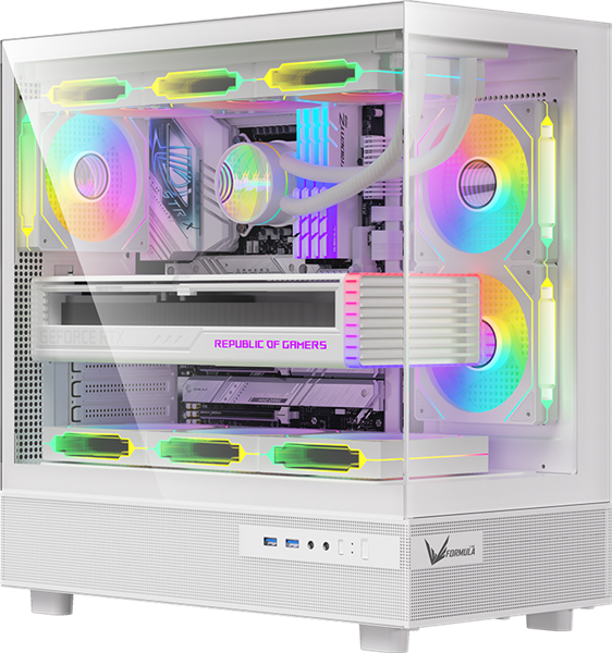 корпус Formula V Line Crystal Z8 White, ATX, Left side Tempered Glass, Dual Front Panel with Tempered Glass & Mesh, TYPE-C*1, USB3.0*2