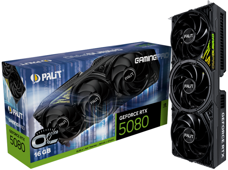 Видеокарта PALIT NE75080S19T2-GB2031Y RTX5080 GAMINGPRO OC 16GB GDDR7 256bit 3-DP HDMI V1/mouse pad/sticker
