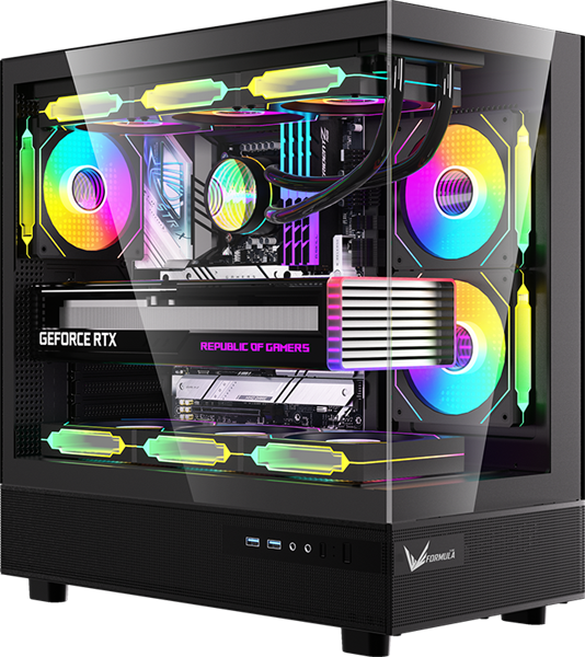 корпус Formula V Line Crystal Z8 Black, ATX, Left side Tempered Glass, Dual Front Panel with Tempered Glass & Mesh, TYPE-C*1, USB3.0*2