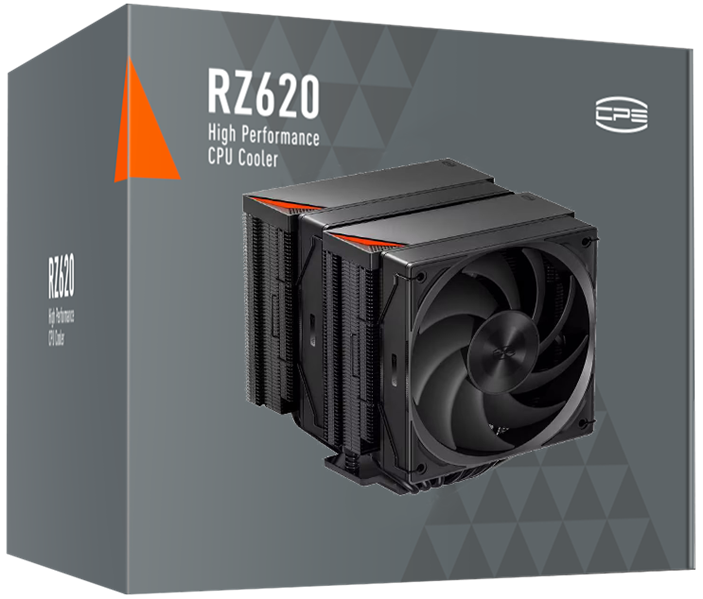 Кулер для процессора PCCooler RZ620 BK, 2x120mm FAN, 6 HEAT PIPES, 4-PIN PWM, 500-2200 RPM, 32 DBA, FDB BEARING, LGA 1851/1700/1200/115X, AMD AM5/AM4