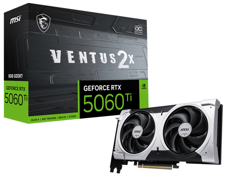 Видеокарта MSI RTX 5060 Ti 8G VENTUS 2X OC PLUS//RTX 5060 Ti, HDMI, DP*3, 8G, D7