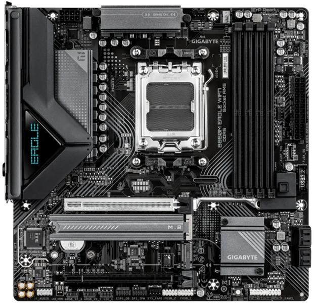 Материнская плата GIGABYTE B850M EAGLE WIFI7, AM5, B850, 4*DDR5, 4*SATA, 2*M.2, 3*USB 3.2, 4*USB 2.0, Type-C, 2*PCIx16, 2*DP+HDMI, mATX