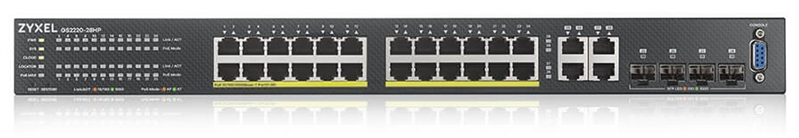 Коммутатор L2 PoE+ Zyxel NebulaFlex Pro GS2220-28HP, rack 19", 24xGE PoE+, 4xCombo (SFP/RJ-45), бюджет 375 Вт