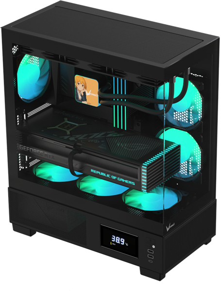 Корпус Formula V Line Crystal E1 Black, ATX, TYPE-C*1, USB3.0*2, Switch Display Panel