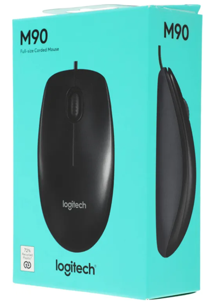 Мышь Logitech M90 Optical Mouse, USB, Black, 1000dpi, CN, [910-001795/910-001794/910-001793]