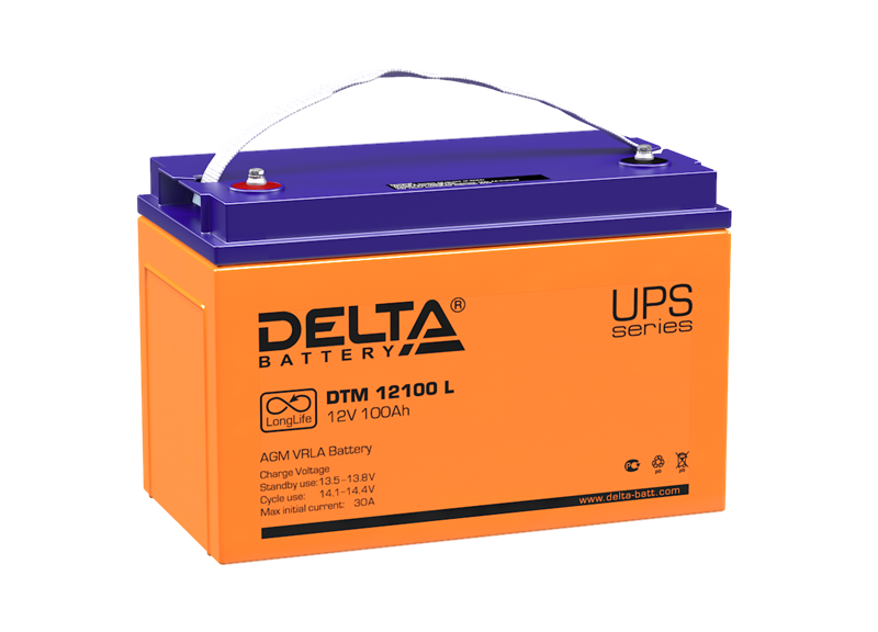 аккумуляторная батарея Delta Аккумуляторная батарея AGM для ИБП DTM 12100 L (12V / 100Ah) AGM, 12 лет (4614010640002)