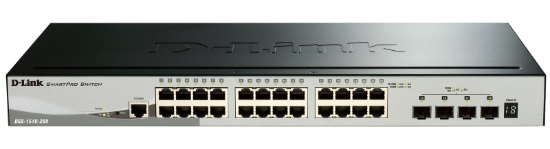 Коммутатор D-Link PROJ Настраиваемый L2+ стекируемый коммутатор, 24x1000Base-T, 4x10GBase-X SFP+, CLI, консольный порт RJ-45