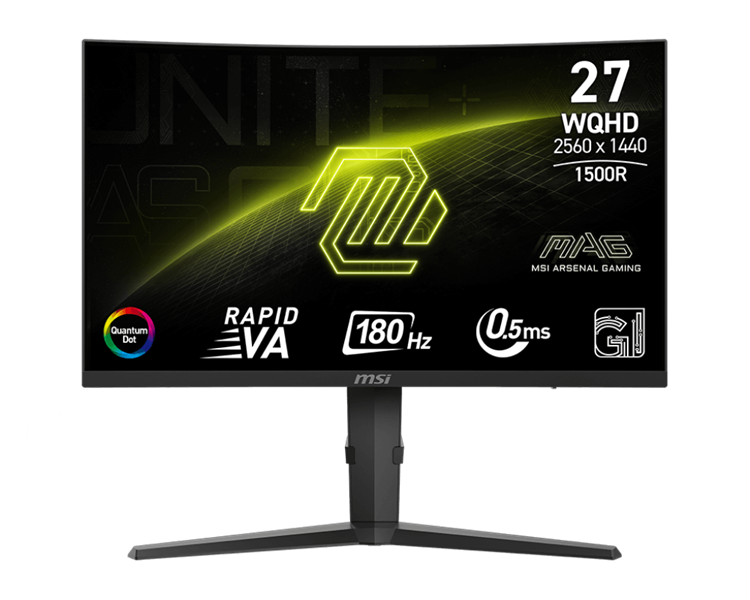 MSI MAG 275CQRF QD E2 27" 16:9 WQHD(2560x1440) Rapid VA Curve 1500R,1ms(GTG), 5000:1,100M:1,300nit,178/178,2xHDMI 2.0,1xDP 1.2,USB-C, Tilt,Height,VESA,180HZ,Black,1y war-ty