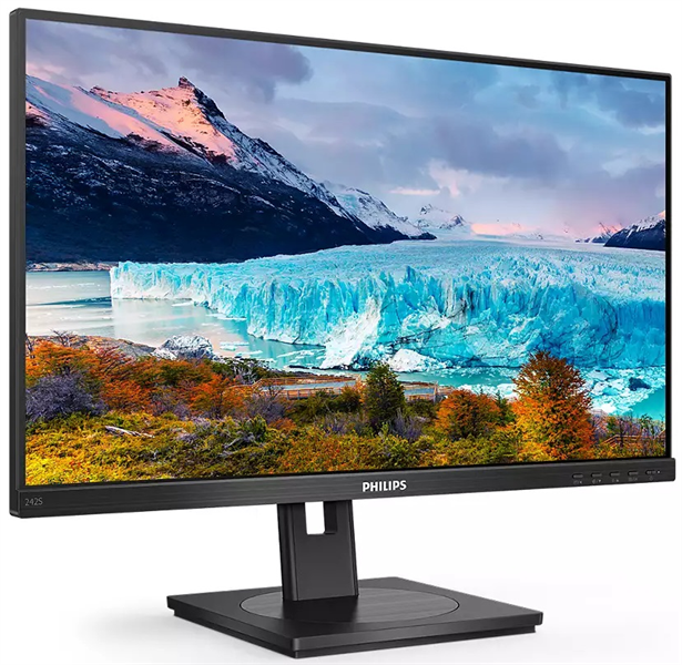23,8" Philips 242S1AE 1920x1080 75Гц IPS LED 16:9 4ms D-Sub DVI HDMI DP 50M:1 1000:1 178/178 250cd HAS Pivot Tilt Swivel Speakers Black