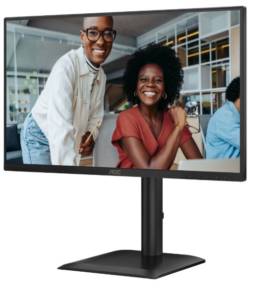 Монитор 23,8" AOC 1920x1080 WLED 16:9 IPS 300cd, 1500:1, 20M:1, 4ms, 178°/178°, VGA, HDMI, DP, USB hub: USB3.2x4, USB3.2-B, 120Hz, Speakers, Tilt, Height, Swivel, Pivot, Internal, VESA, Black, 3y