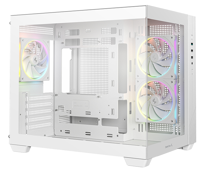 корпус Deepcool CG330 3F WH без БП, боковое окно (панорама), 3x120mm ARGB PWM вентилятора, белый, mATX (R-CG330-BKNGM3-G)