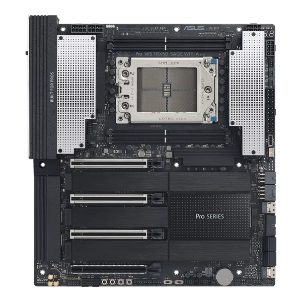 Материнская плата ASUS PRO WS TRX50-SAGE WIFI A, AMD TRX50, 4*DDR5, 4*SATA, 3*M.2, 2 x SlimSAS, 6*USB 3.2, 1*USB 2.0,Type-C, DP, 4*PCIx16, CEB; 90MB1LE0-M0EAY0
