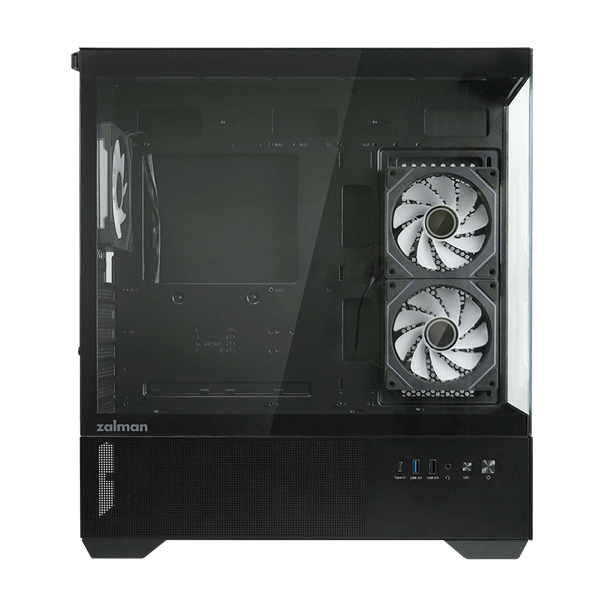 Корпус ZALMAN CHRONIX V2, ATX, BLACK, WINDOW, 1xCombo (3.5’’ or 2.5’’), 1x3.5’’HDD, 2x2.5’’SSD, 1xUSB2.0, 1xUSB3.0, 1xUSB Type-C, SIDE 2x120mm ARGB, REAR 1x120mm ARGB