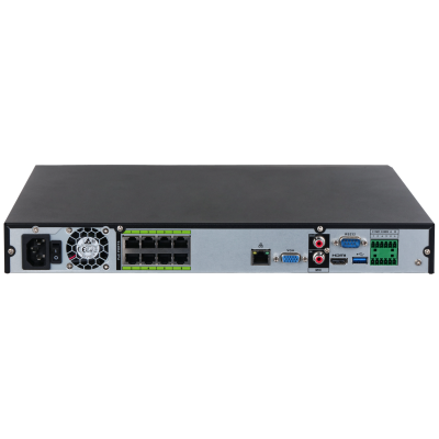 Видеорегистратор DAHUA 8-канальный IP-видеорегистратор c PoE, 4K, H.265+ и ИИ Входящий поток до 384Мбит/с; сжатие: H.265+, H.265, H.264+, H.264, MJPEG; разрешение записи до 32Мп; накопители: 2 SATA III до 16Тбайт; вос