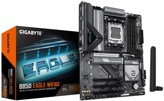 Материнская плата GIGABYTE B850 EAGLE WIFI6E, AM5, B850, 4*DDR5, 4*SATA, 4*M.2, 2*USB 3.2, 4*USB 2.0, Type-C, 3*PCIx16, DP+HDMI, ATX