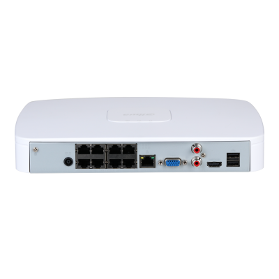 Видеорегистратор DAHUA 8-канальный IP-видеорегистратор с PoE, 4K и H.265+ Входящий поток до 160Мбит/с; сжатие: H.265+, H.265, H.264+, H.264; разрешение записи до 12Мп; накопители: 1 SATA III до 20Тбайт; воспроизведени