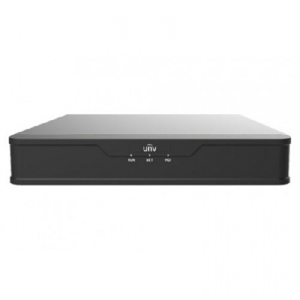 Uniview Видеорегистратор IP 4-х канальный 4K; Входящий поток на запись до 64Мбит/с; Поддерживаемые форматы сжатия: Ultra 265/H.265/H.264; Запись: разрешение до 4K; HDD: 1 SATA3 до 6Тб; Декодирование: