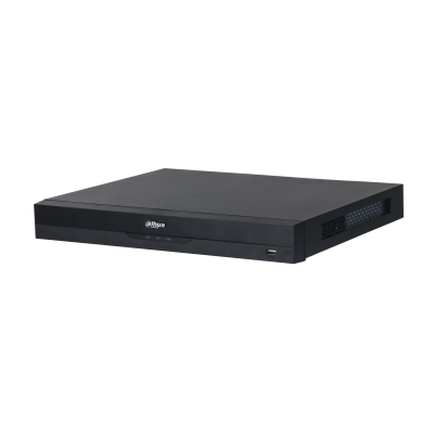 Видеорегистратор DAHUA 16-канальный IP-видеорегистратор c PoE, 4K, H.265+ и ИИ Входящий поток до 384Мбит/с; сжатие: H.265+, H.265, H.264+, H.264, MJPEG; разрешение записи до 32Мп; накопители: 2 SATA III до 16Тбайт; во