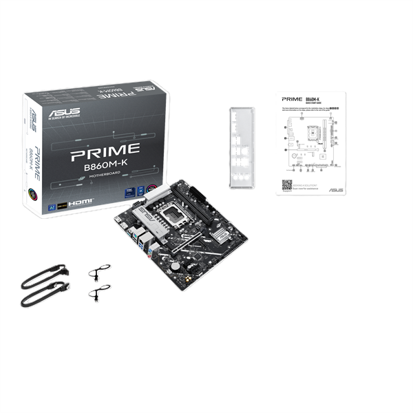 Материнская плата ASUS PRIME B860M-K, LGA1851, B860, 2*DDR5, 4*SATA, 2*M.2, 3*USB 3.2, 3*USB 2.0, 1*PCIx16, 2*PCIx1, DP+HDMI, mATX; 90MB1JT0-M0EAY0