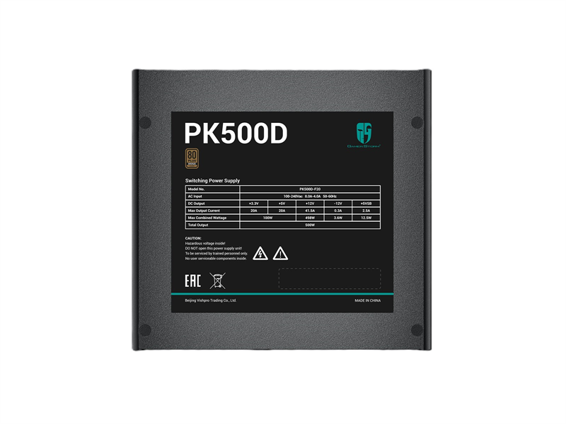 блок питания Deepcool GAMERSTORM PK500D (ATX 2.4, 500W, PWM 120mm fan, Active PFC+DC to DC, 80+ BRONZE) RET (R-PK500D-FA0B-WGEU)