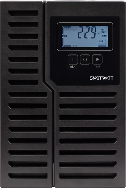 Источник бесперебойного питания SMARTWATT ИБП онлайн, чистый синус, мощность 1000/900 ВА/Вт, напольный, LCD дисплей, порт USB, RS232, EPO, SNMP слот, Shuko socket CEE7/4 - 1 шт., IEC13 - 3 шт., встроенные АКБ 2*9 Ач (3703020430004)