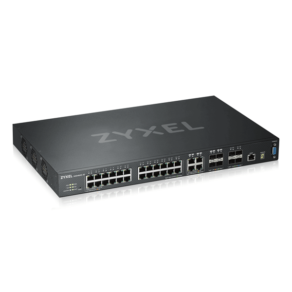 Коммутатор L3 Core коммутатор Zyxel XGS4600-32, rack 19", 24xGE, 4xCombo (SFP/RJ-45), 4xSFP+ , стекируемый (до 4), 2 блока питания в комплекте