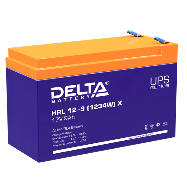 Аккумуляторная батарея Delta Аккумуляторная батарея для ИБП (10-12 лет) HRL 12-9 (1234W) X (12V / 9Ah) (4614010610015)