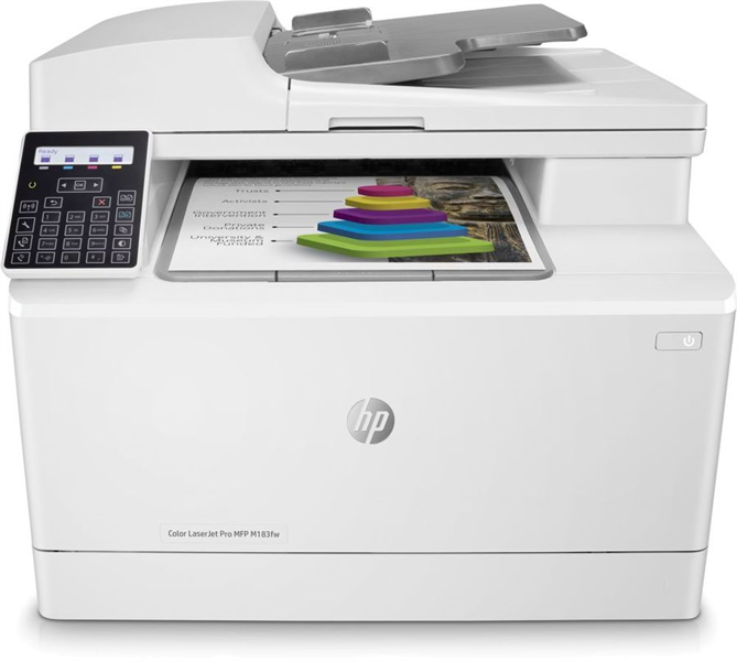 Многофункциональное устройство HP Color LaserJet Pro MFP M183fw (p/c/s/f ,A4, 16ppm, 256Mb, ADF35, USB, WiFi/ Fast Ethernet10/100 Base-TX,1 tray 150, 1year warr,cartridge 800&700 cmy in box,R (незначительное повреждение коробки)