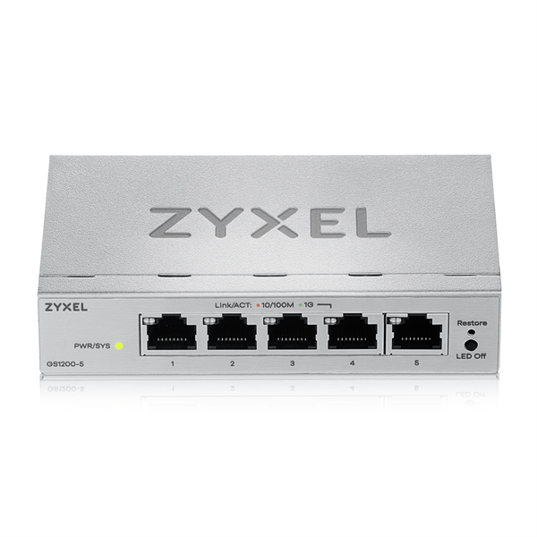 Коммутатор Web Smart L2 коммутатор Zyxel GS1200-5v3, 5xGE, настольный, бесшумный