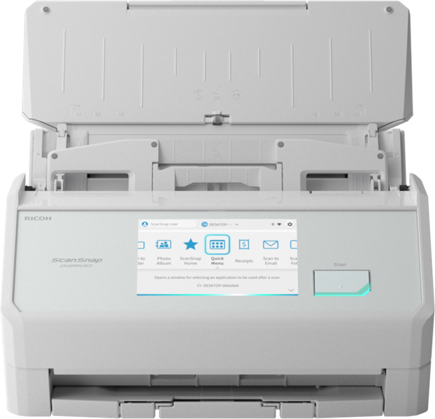 Сканер Ricoh scanner iX2500 (45 стр/мин, 90 изобр/мин, А4, двустороннее устройство АПД, сенсорный экран, Wi-Fi, USB 3.2, светодиодная подсветка, белый) аналог PA03770-B401, iX1600
