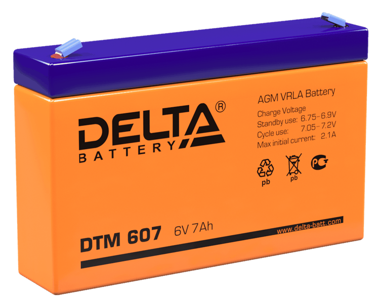 Аккумуляторная батарея Delta Аккумуляторная батарея для ИБП DTM 607 (6V / 7Ah) (4614010050017)
