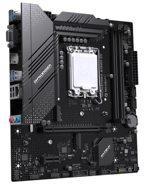 Материнская плата MAXSUN MS-Challenger B760M D5, LGA1700, B760, 2*DDR5, 3*SATA3, 3*M.2, 2*USB 3.2, 6*USB 2.0, 1*PCIEx16, 1*PCIEx1, VGA+HDMI, mATX