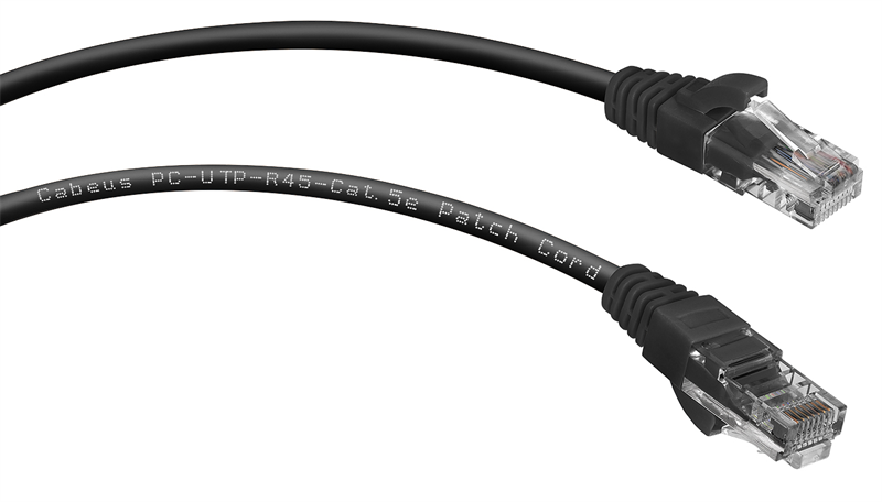 Патч-корд Cabeus PC-UTP-RJ45-Cat.5e-2m-BK Патч-корд U/UTP, категория 5е, 2xRJ45/8p8c, неэкранированный, черный, PVC, 2м