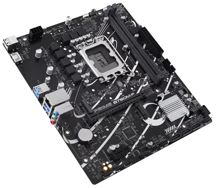 материнская плата ASUS PRIME B760M-F, LGA1700, B760, 2*DDR5, 4*SATA, 2*M.2, 4*USB 3.2, 2*USB 2.0, 1*PCIx16, 1*PCIx1, HDMI+DP, mATX; 90MB1IK0-M0EAY0