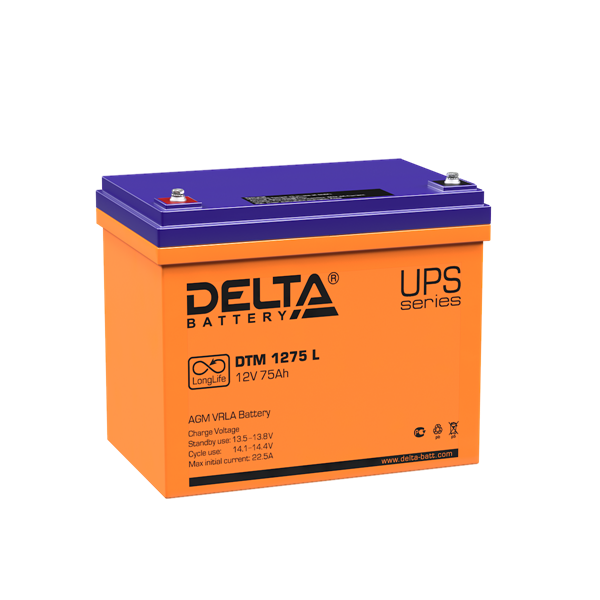 Аккумуляторная батарея Delta Аккумуляторная батарея для ИБП DTM 1275 L (12V/75Ah) (4614010640013)
