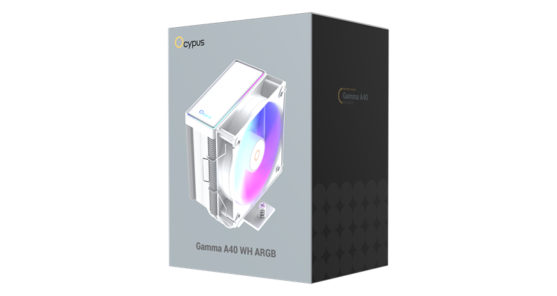 Кулер для процессора Ocypus Gamma A40 WH ARGB Digital, 100mm ARGB FAN, Top Display Panel, 4 HEAT PIPES, 4-PIN PWM, 600-2400 RPM, 29.5DBA, HYDRO BEARING, LGA115X/1200/1700/18XX, AM4/AM5