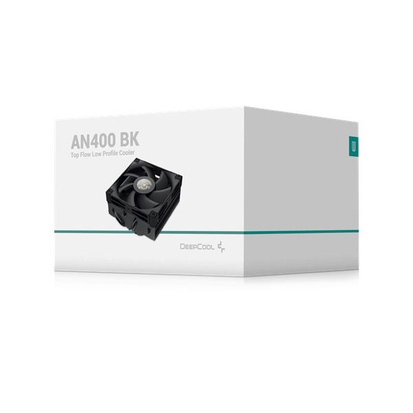 Кулер для процессора DEEPCOOL AN400 BLACK LGA1700/1200/115X/AM5/AM4 низкопрофильный 52,5 mm (27шт/кор, TDP 150W, PWM, Fan 120mm, 4 тепл. Трубок, Copper Base, White LED, черный) RET (R-AN400-BKWNMN-G)