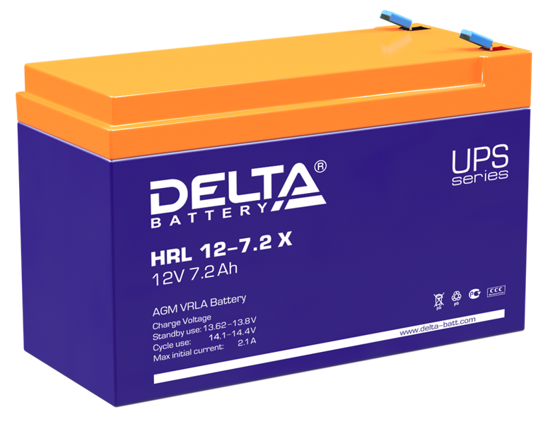 Аккумуляторная батарея Delta Аккумуляторная батарея для ИБП (10-12 лет) HRL 12-7.2 X (12V / 7.2Ah) (4614010610012)