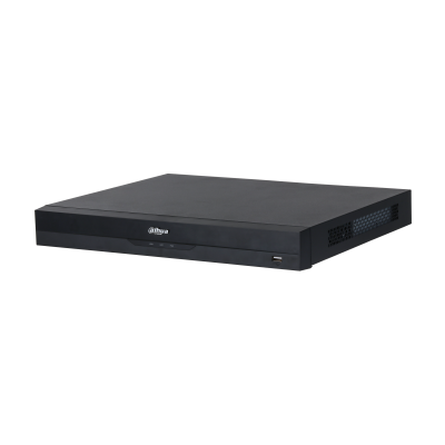 Видеорегистратор DAHUA 16-канальный IP-видеорегистратор c PoE, 4K, H.265+ и ИИ Входящий поток до 384Мбит/с; сжатие: H.265+, H.265, H.264+, H.264, MJPEG; разрешение записи до 32Мп; накопители: 2 SATA III до 20Тбайт; во