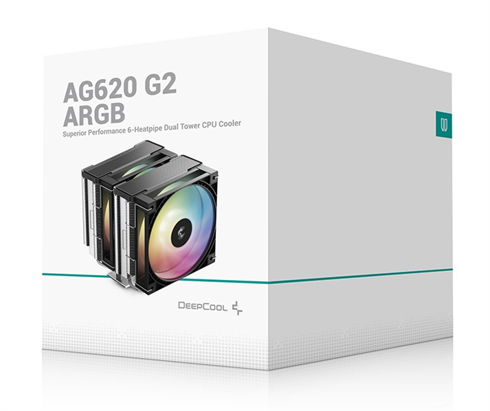 Кулер для процессора DEEPCOOL AG620 G2 ARGB LGA1954/1851/1700/AM5/AM4 (9шт/кор, TDP 270W, PWM, DUAL ARGB Fan 120mm, 6 тепл. трубок, черный) RET (R-AG620-BKAMMG2-G)