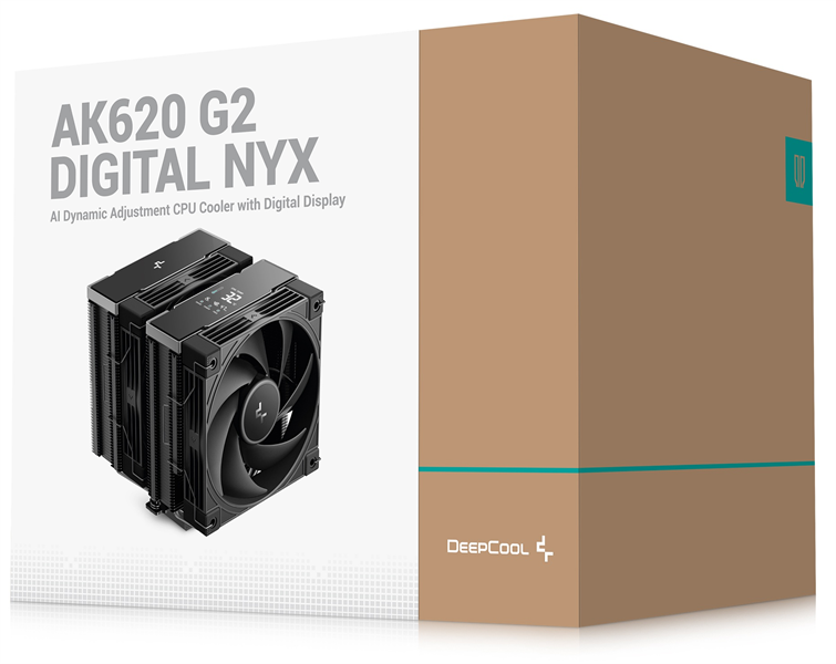 Кулер для процессора DEEPCOOL AK620 G2 DIGITAL NYX LGA1851/1700/1200/115X/AM5/AM4 (8шт/кор, TDP 260W, PWM, DUAL Fan 120mm, 6 тепл. трубок, Copper Base, черный) RET (R-AK620G2-BKNNMN-GJD-1)