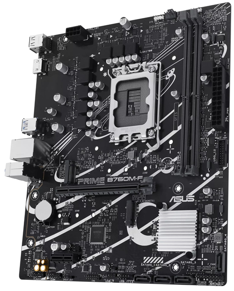 материнская плата ASUS PRIME B760M-F, LGA1700, B760, 2*DDR5, 4*SATA, 2*M.2, 4*USB 3.2, 2*USB 2.0, 1*PCIx16, 1*PCIx1, HDMI+DP, mATX; 90MB1IK0-M0EAY0
