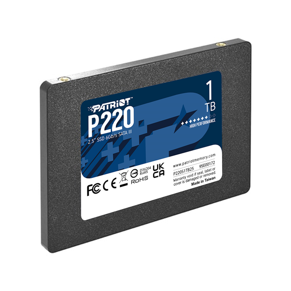 Твердотельный накопитель Patriot SSD P220 1TB SATA3 2.5" R550/W500 TBW 480TB 3D NAND