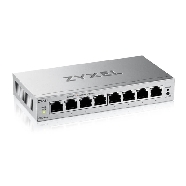 Коммутатор Web Smart L2 коммутатор Zyxel GS1200-8v3, 8xGE, настольный, бесшумный