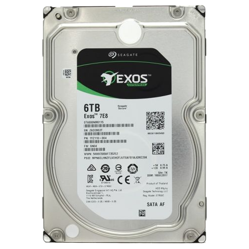 Seagate Exos 7E8 HDD 3.5" SATA 6Tb, 7200 rpm, 256Mb buffer, ST6000NM021A, 512e/4Kn, 1 year, (аналог ST6000NM0115)