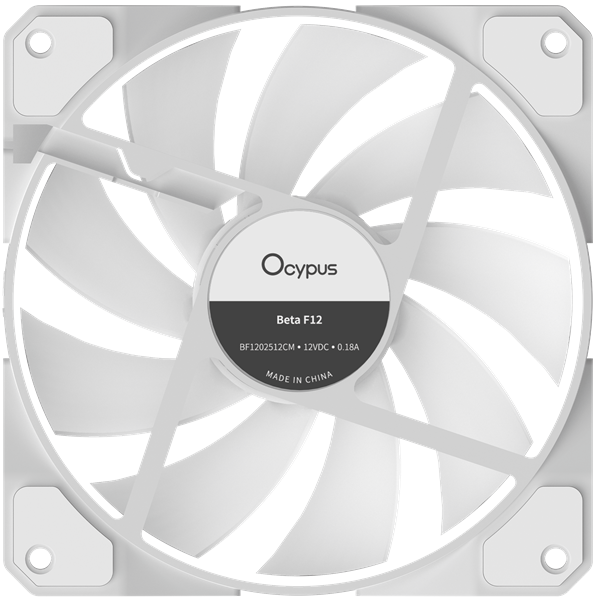 Вентилятор для корпуса Ocypus Beta F12 WH ARGB, 120x120x25mm, 4-PIN PWM, 800-1600 RPM, 29 DBA MAX, HYDRO BEARING