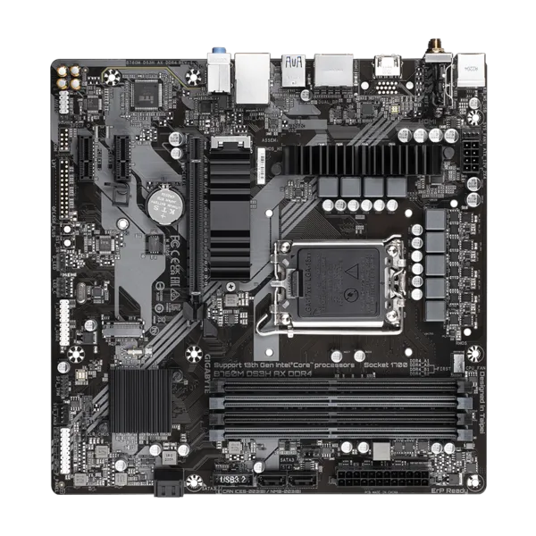 Материнская плата GIGABYTE B760M DS3H AX DDR4, LGA1700, B760, 4*DDR4, 4*SATA, 2*M.2, 3*USB 3.2, 2*USB 2.0, Type-C, 1*PCIx16, 2*PCIx1, HDMI+2*DP, mATX