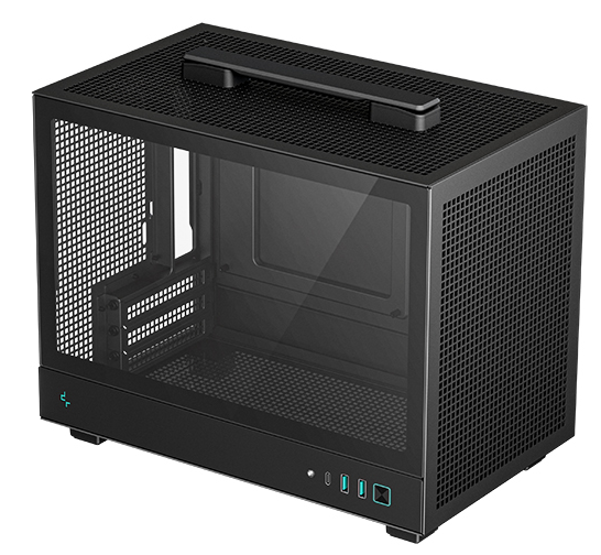 корпус Deepcool CH160 без БП, боковое окно (закаленное стекло), черный, MINI-ITX (R-CH160-BKNGI0-G-1)